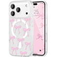 thumbnail image 1 of XUCP-Magnetic for iPhone 17 Pro Case, Bow Case Compatible with MagSafe, Wireless Slim Clear Ribbon Aesthetic Phone Cover Anti-Yellowing Shockproof Protective Cover for Women Girl - Pink, 1 of 4