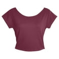 thumbnail image 7 of Ounisa Women's Basic Short Sleeve Scoop Neck Crop Top Backless Shirt, 7 of 7