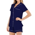 thumbnail image 1 of FAIWAD Women Pajamas Set Short Sleeve Lapel Button Shirt Tops and Elastic Waist Short Pants, 1 of 6