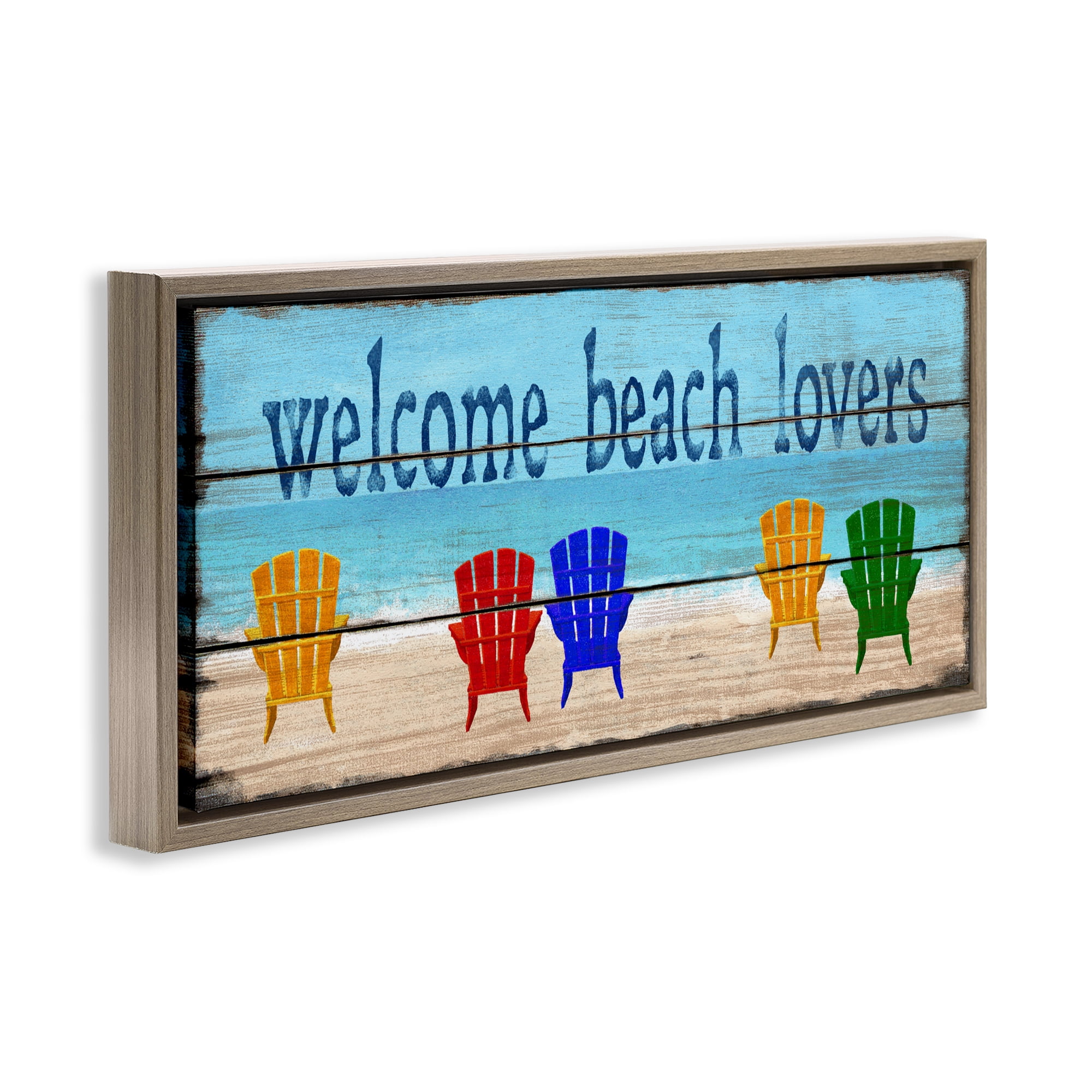 Stupell Industries Beach Lovers Chairs Brown Framed Floater Canvas Wall Art, design by Gail Fraser