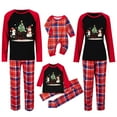 thumbnail image 5 of Odeerbi Christmas Pajamas for Family Holiday Plaid Long Sleeve Family Christmas Pajamas Matching Sets Mom Plaid Printed Loungewear Top Pants Set Two-Piece Sleepwear Xmas PJs Set Red, 5 of 6