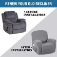 thumbnail image 4 of Super Stretch Couch Covers Recliner Covers Recliner Chair Covers Form Fitted Standard / Oversized Power Lift Reclining Slipcovers, Feature Soft Thick Jacquard, Dove, 2 Pack, 4 of 7