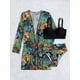 thumbnail image 4 of Traje de baño de 2 piezas para mujer, trajes de baño para mujer, traje de baño de tres piezas con estampado de cintura alta y abertura de malla para mujer, 4 of 7