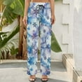 thumbnail image 5 of Wide Leg Pants Woman, Icy Blue Snowflakes High Waist Knot Palazzo Pants for Women, Elastic Sweatpants Yoga Lounge Pants Trousers with Pockets Fall Pants for Women 2024, 5 of 6