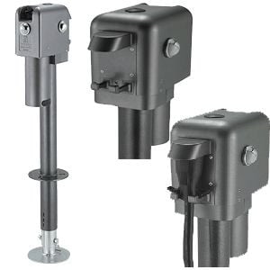 Husky Towing Trailer Tongue Jack 87247 Brute; Electric; 4500 Pound Capacity; 18 Inch Travel; With 6 Inch Drop Down Leg; 3 Standard LEDS; Without Remote; Gray