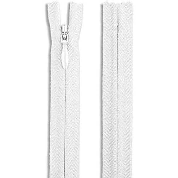 8" White Invisible Zipper – Heavy-Duty Non-Separating Nylon Zipper with 2mm Teeth for Sewing, Dresses, Crafts & DIY Projects