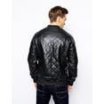 thumbnail image 2 of Noora Men&rsquo;s black leather bomber jacket With Zipper & Pocket | Quilted Bomber Jacket |, 2 of 5
