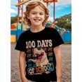 thumbnail image 1 of 100 Days of School Dinosaur T-Rex Print Boys' T-Shirt - Regular Fit Short Sleeve Tee with Geometric Design, School Celebrations & Casual Wear, Fun Educational Pattern, Comfortable Fit Shirt, 1 of 5