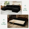 thumbnail image 5 of Marrber 111” Modern Tufted Corduroy Modular Sectional Sofa, 6-Seater U-Shaped Couch with Sleeper Sofa Bed and Hidden Storage Ottoman, Classic Black, Luxury Living Room Furniture, 5 of 9