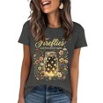 thumbnail image 3 of Plus Size Women's Firefly Print Short Sleeve T-Shirt Mason Jar Floral Botanical Graphic Tee Cottagecore Country Summer Nature Top Shirt, 3 of 5