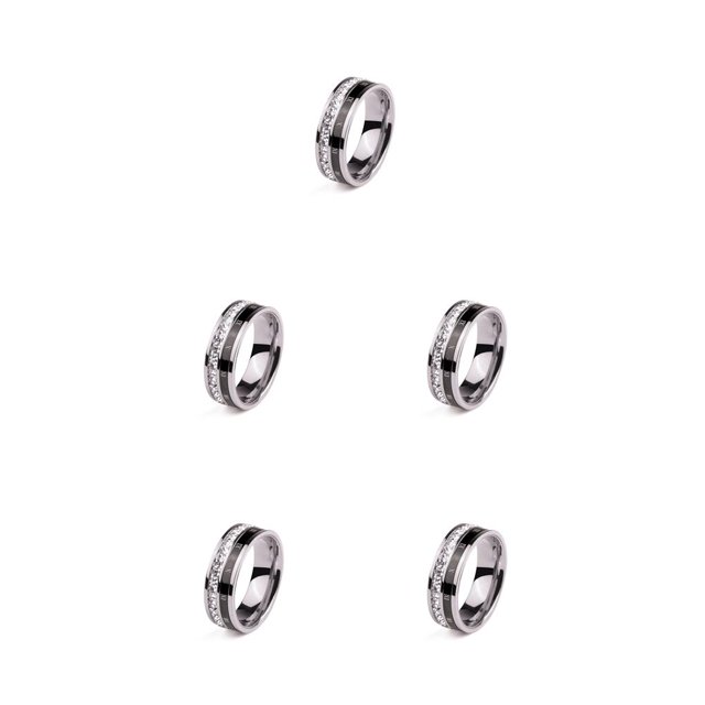 QualitChoice Ring Roman Numerals Jewelry Fashion Carbon Wedding Charm Couple Inlay Polished Rings Simple Personality Golden Steel Color 8# 5Set