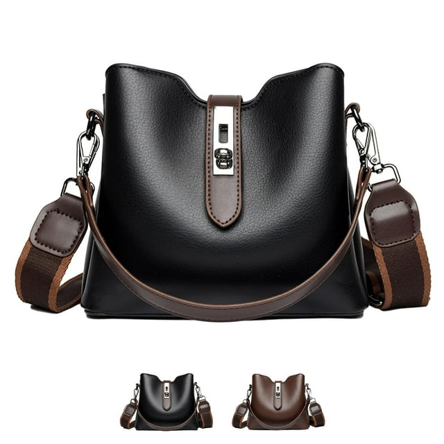 Huanglei Sac Seau à Trois Sangles pour Femmes, Sac Bandoulière Mode à Grande Capacité et Design Sophistiqué de Couleur Unie