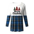 thumbnail image 6 of zaveiop Womens Christmas Round Neck Sweatshirt Long Sleeve Printed Shirt Dress Oversized Loose Fit Pullover Tops with Pockets (Blue, XXL), 6 of 6