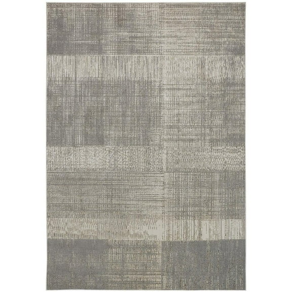HomeRoots 2' X 3' Gray And Ivory Abstract Stain Resistant Area Rug