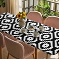 thumbnail image 3 of Black White Geometric Table Cloths for 8 Foot Rectangle Tables, Modern Abstract Art Patio Waterproof Elastic Fitted Tablecloths, Washable Rectangular Table Cover for Camping, 3 of 8