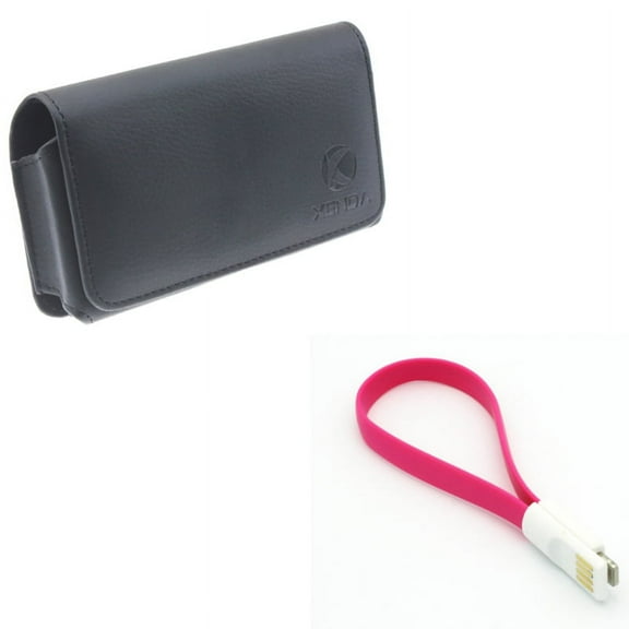 Case Belt Clip w Short USB Cable for iPhone 8/7/6S/6 - Leather Swivel Holster Loops Cover, Charger Cord Power Wire Fast Charge for iPhone 8/7/6S/6 Models