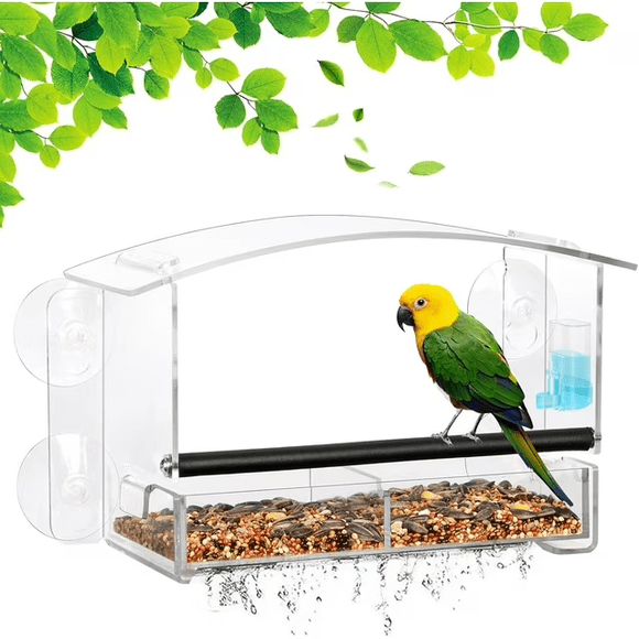 Urban Deco Window Bird Feeder with strong suction cups bird feeders for small birds Bird House for Outside Acrylic Window Bird Feeder for Garden, Outdoors