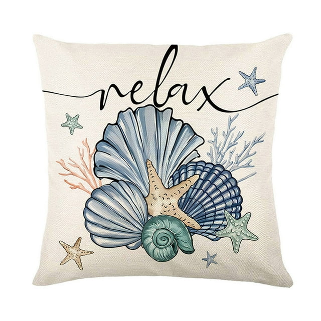 Summer Letters Pillow Set Oceans Scallop Printing Sofa Window Cushion Set Living Room Bedroom Cushions