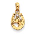 thumbnail image 1 of Fer à Cheval en Or Jaune 14K avec Pendentif Tête de Cheval, 1 of 2
