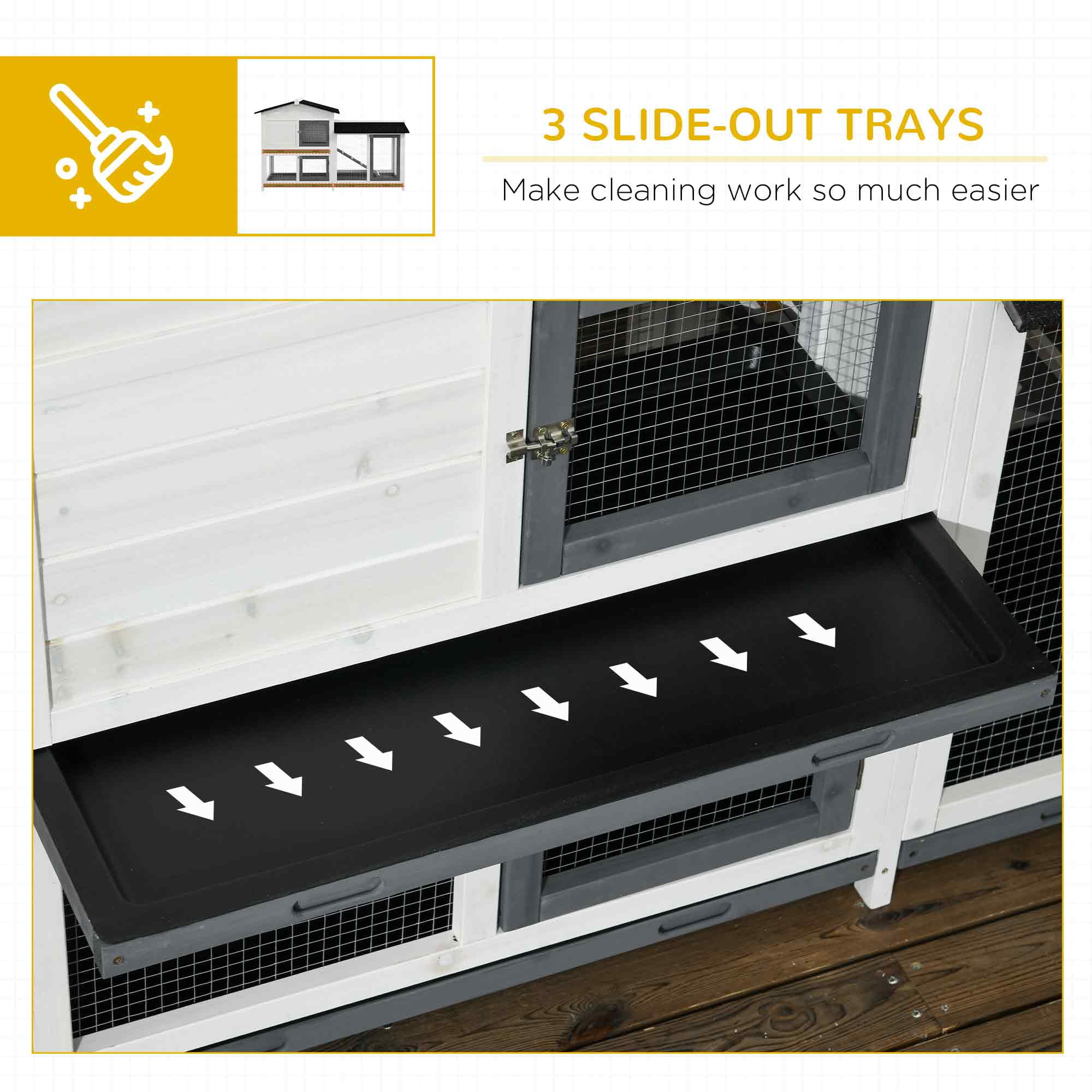 PawHut 2-Story Rabbit Hutch Wooden Bunny Hutch Cage Small Animal House