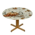 thumbnail image 3 of Fall Pumpkin Round Fitted Table Cover for Dining Tables,Elastic Edged Tablecloth Farm Fall Leaves Plant Oil Proof Tables Cover Cloths for Dinner Party, 3 of 8