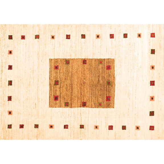 Ahgly Company Indoor Rectangle Solid Orange Modern Area Rugs, 5' x 7'