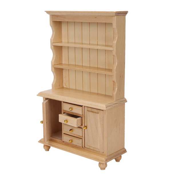 Gabinete para casa de muñecas NikouMX accesorios 1:12 estantería color madera 10 * 3,9 * 16,5 cm