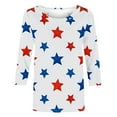 thumbnail image 4 of American Flag Shirts Womens Red White and Blue Shirts for Women Patriotic T Shirts Women Patriotic Tops for Women Fourth of July Tees Casual Crewneck 3/4 Sleeve Loose T Shirt Ladies Blouses Shirts, 4 of 5