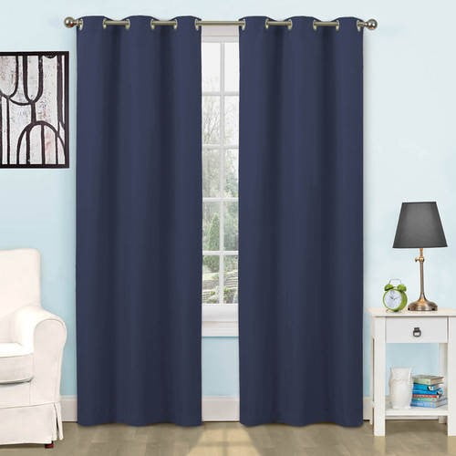 Eclipse Dayton Solid Blue Blackout Grommet Single Curtain Panel, 42" x 63"