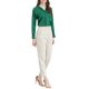 thumbnail image 2 of Camisa de oficina elegante de manga larga con cuello atado para mujer, puños con botón, L Verde oscuro, 2 of 8