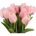 thumbnail image 3 of Morttic 20pcs Artificial Yellow Tulip Flowers Faux Tulip Stems PU Real Touch Tulips for Easter Spring Wreath Floral Arrangement Centerpiece Wedding Bouquet Memorial Day Cemetery Decor, Pink, 3 of 6