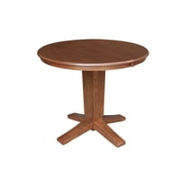 36" Solid Wood Round Top Pedestal Dining Table with 12" Leaf - 30.1"H