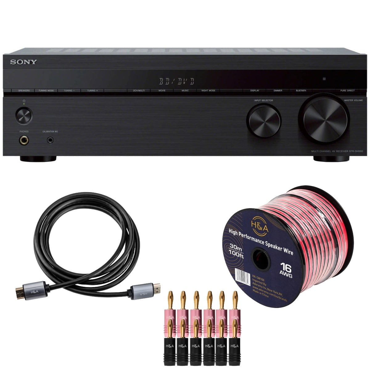Sony STRDH590 5.2 Multi-Channel 4k HDR AV Receiver with Deco Gear