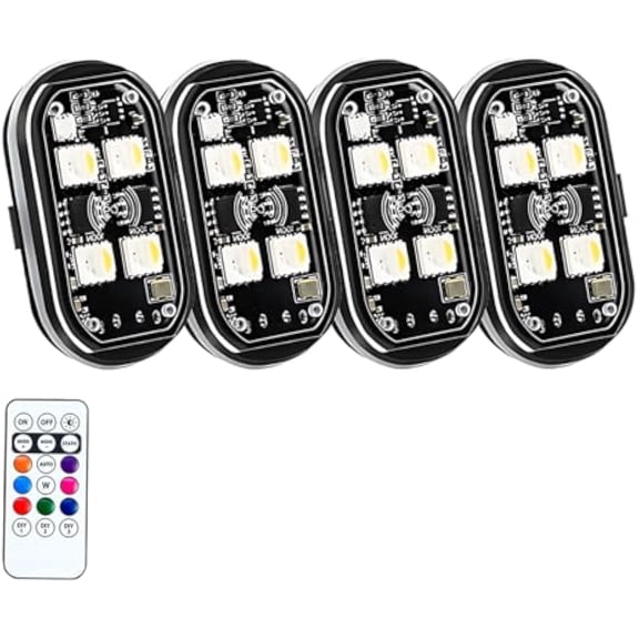 Wireless RGB LED Lights with Remote Control, 8 Colors 10 Flash Modes USB Charging, Anti-Collision Lights Waterproof Light for Drone Car Motorcycle Bike