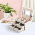 thumbnail image 6 of Gogcaro Jewelry Box for Girls Women, Girls jewelry box 3 Layer with PU Leather, Travel Jewelry Case with Mirror for Earring Ring Necklace, Best Gift for Girls, 6 of 6