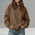 thumbnail image 2 of TtopsQueen Women’s Oversized Pullover Hoodie, Long Sleeve Drop‑Shoulder Sweatshirt With Front Kangaroo Pocket, Solid Plain Casual Loose Fit Hooded Top Coffee,L, 2 of 9