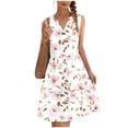 thumbnail image 4 of Mifsaly Floral Dresses For Women Midi V Neck A Line Sleeveless Button Down Dress Tiered Skirt Elegant Casual Summer Vacation Beach Sundresses XXL, 4 of 7