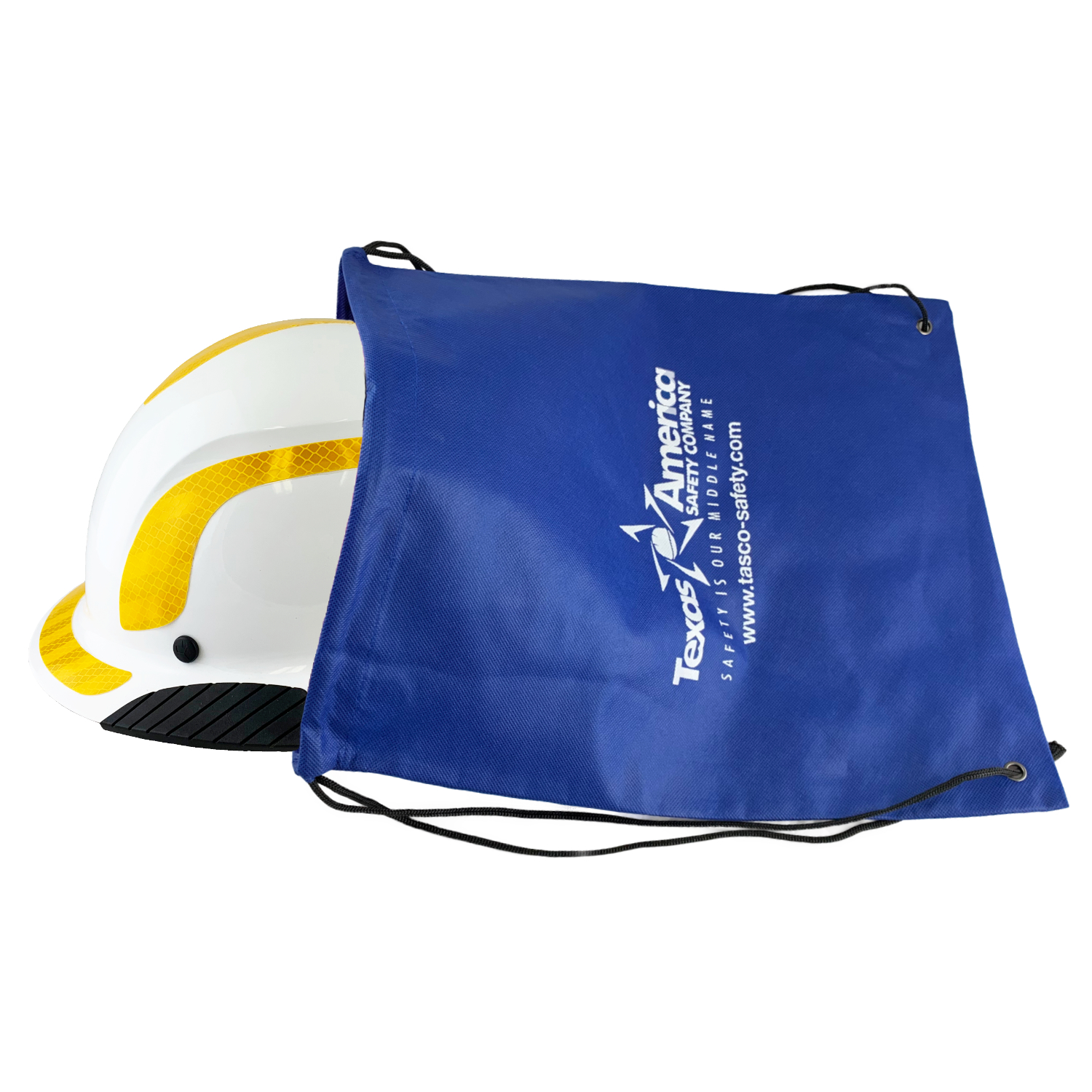 Lift Safety Helmet - Actual Carbon Fiber Full Brim Hard Hat - White with Yellow Reflective Decals with Hard Hat Tote Bag