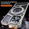 thumbnail image 6 of For iPhone 14 Frameless Phone Case,With Kickstand 360° Rotatable Magnetic Stand,Bezel Less Metal Slim Hard Shockproof Ultra Thin Heat Dissipation Rugged Phone Case Cover,Black, 6 of 11