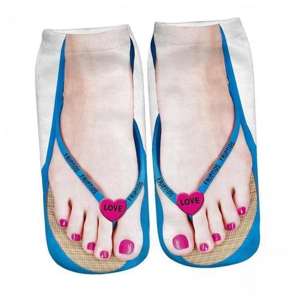 Wxqbjtam 2X Manicure Print Flip Flop Socks Casual Fashion Funny Stocking for Christmas 2 Pcs