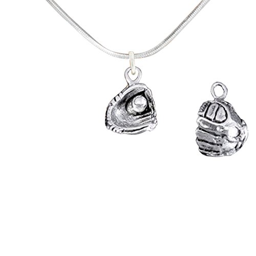 " Softball Mitt and Ball " Hypoallergenic Adjustable Necklace Nickle