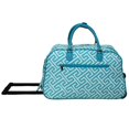 thumbnail image 2 of CalBags Classic Prints 21-Inch Carry-On Rolling Duffel Bag - Light Blue White Greek Key, 2 of 6