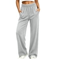 thumbnail image 2 of SELONE High Waisted Wide Leg Pants for Women Elastic Waist Trousers Ruched Lounge Trousers with Pockets Vacation Outfits, 2 of 7