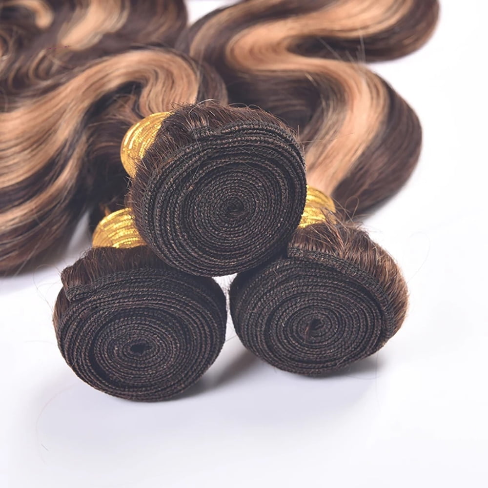 P4/27 Highlight Body Wave Bundles Honey Blonde Ombre Piano Color Human Hair Bundles Brazilian Weave Remy Hair Extensions