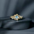 thumbnail image 4 of Rosec Jewels Aquamarine Flower Engagement Ring for Women - Natural Aquamarine Diamond Ring - AAA Grade - with Jewelry Box, 14K Yellow Gold, US 11.00, 4 of 9