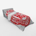 thumbnail image 3 of Ambesonne Vintage Bedding Set 4 Pcs, Rubber Stamp Greeting, Queen, Vermilion White, 3 of 3