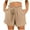 Khaki ①, variant on Chiccall Women's Summer Casual High Waisted Textured Shorts Trendy Beach Drawstring Wide Leg Shorts for Women