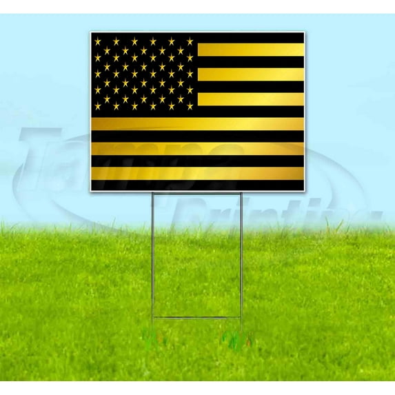 American Flag (18" x 24") Yard Sign, Includes Metal Step Stake
