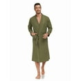 thumbnail image 2 of MAYFISH Men's Pure Cotton Robe, Lightweight and Soft, Long Summer Sleepwear 100% Cotton Robe with Pockets (Olive Green, XL), 2 of 5