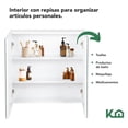 thumbnail image 3 of Botiquín con Espejo para Baño Organizador 2 Puertas Gabinete KingsHouse Blanco 60x14x60 cm, 3 of 8